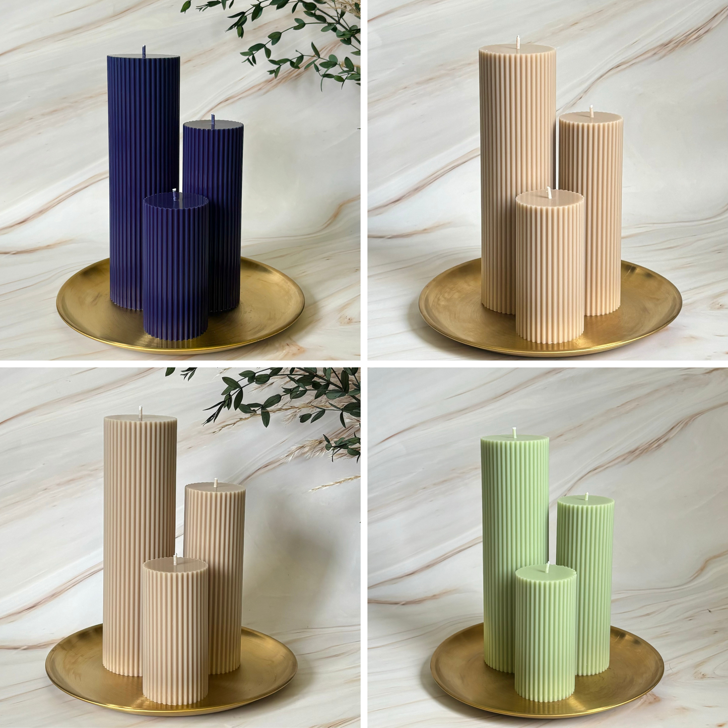 Pumpkin Spice Scented Tall Ribbed Large Orange Pillar Candles