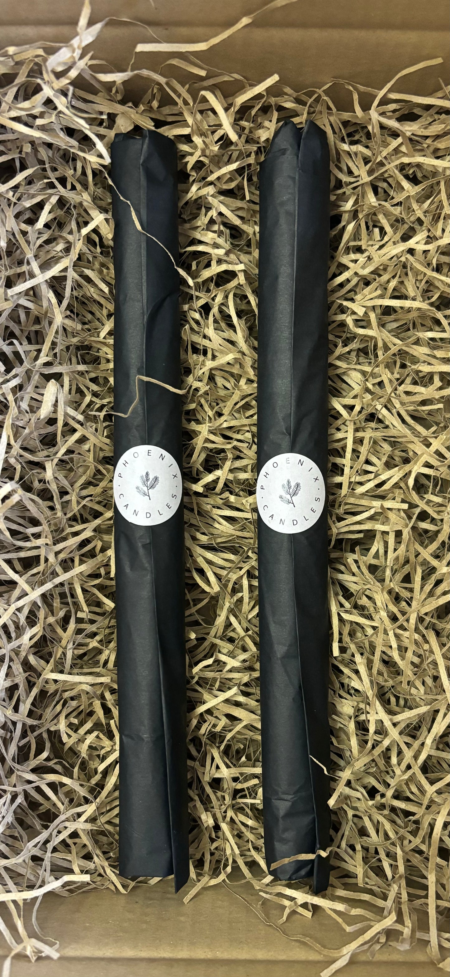 Pack of Two 25cm Tall Ribbed Thin Tapered Candle Sticks - Decorative Handmade Dinner Candles - Neutral Aesthetic Decor Centrepiece