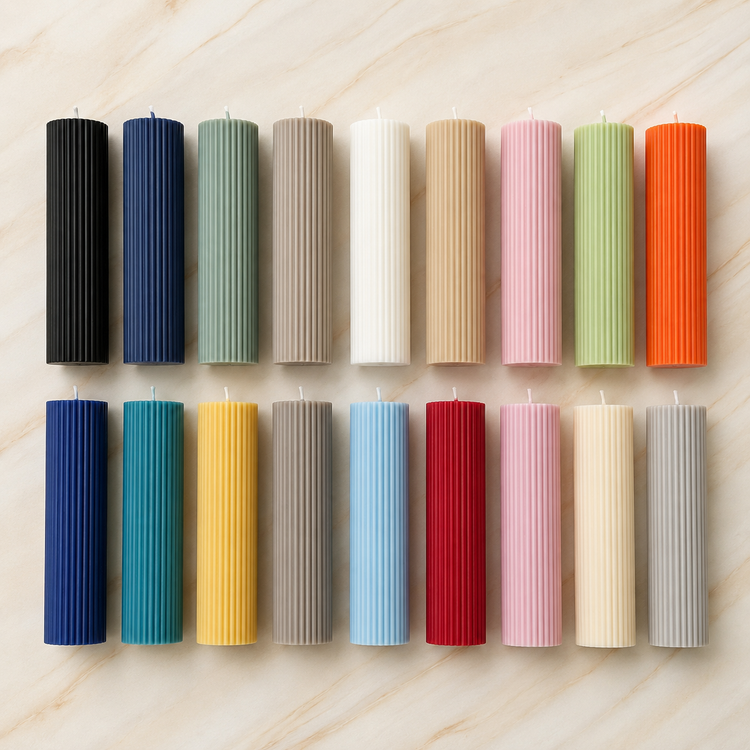7.5cm-20cm Ribbed Pillar Candles