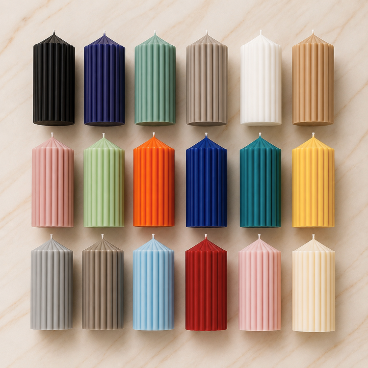 12.5cm-26cm Tall Ribbed Pillar Candles