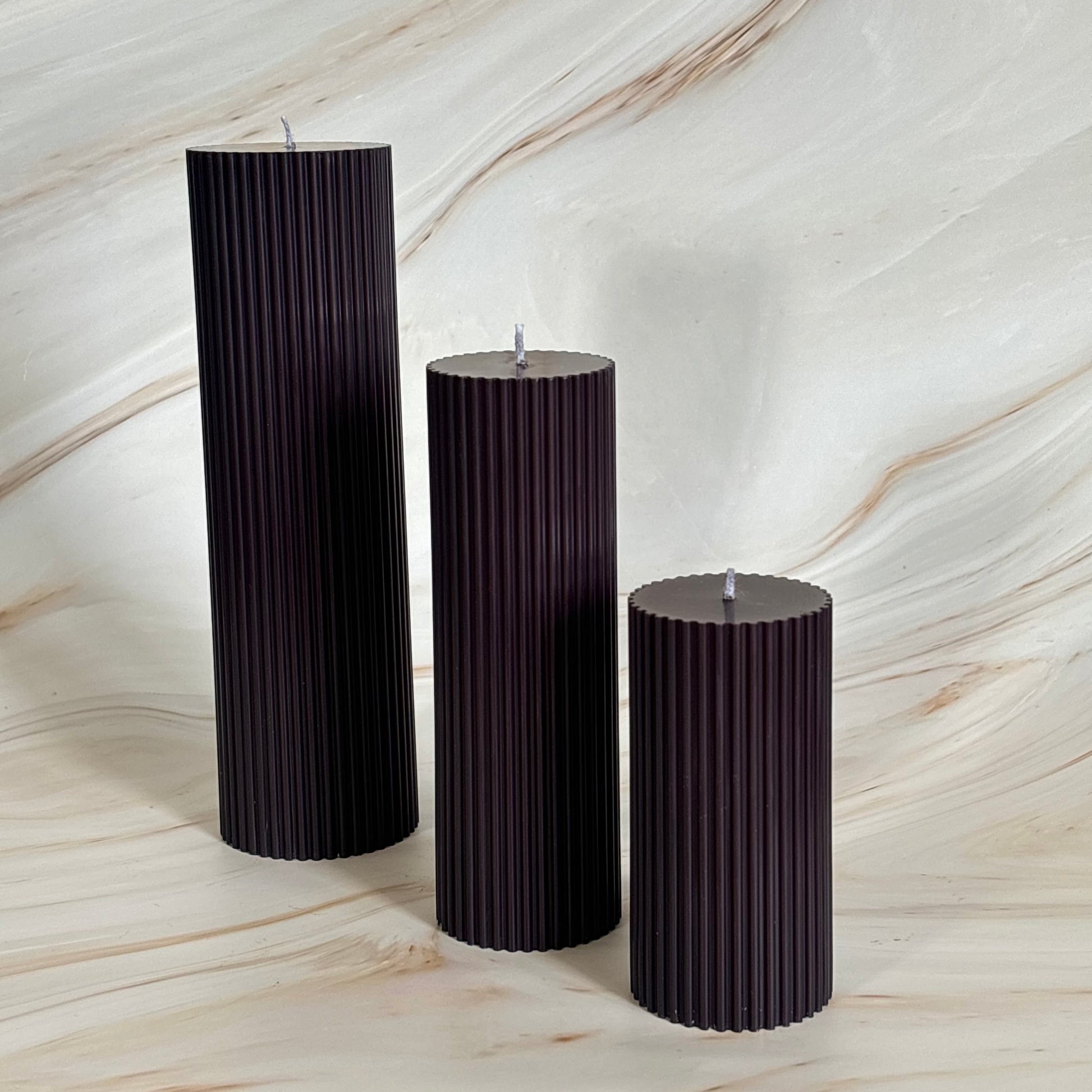 Black Orange Tall Ribbed Unscented Pillar Candles Unscented / Scented  