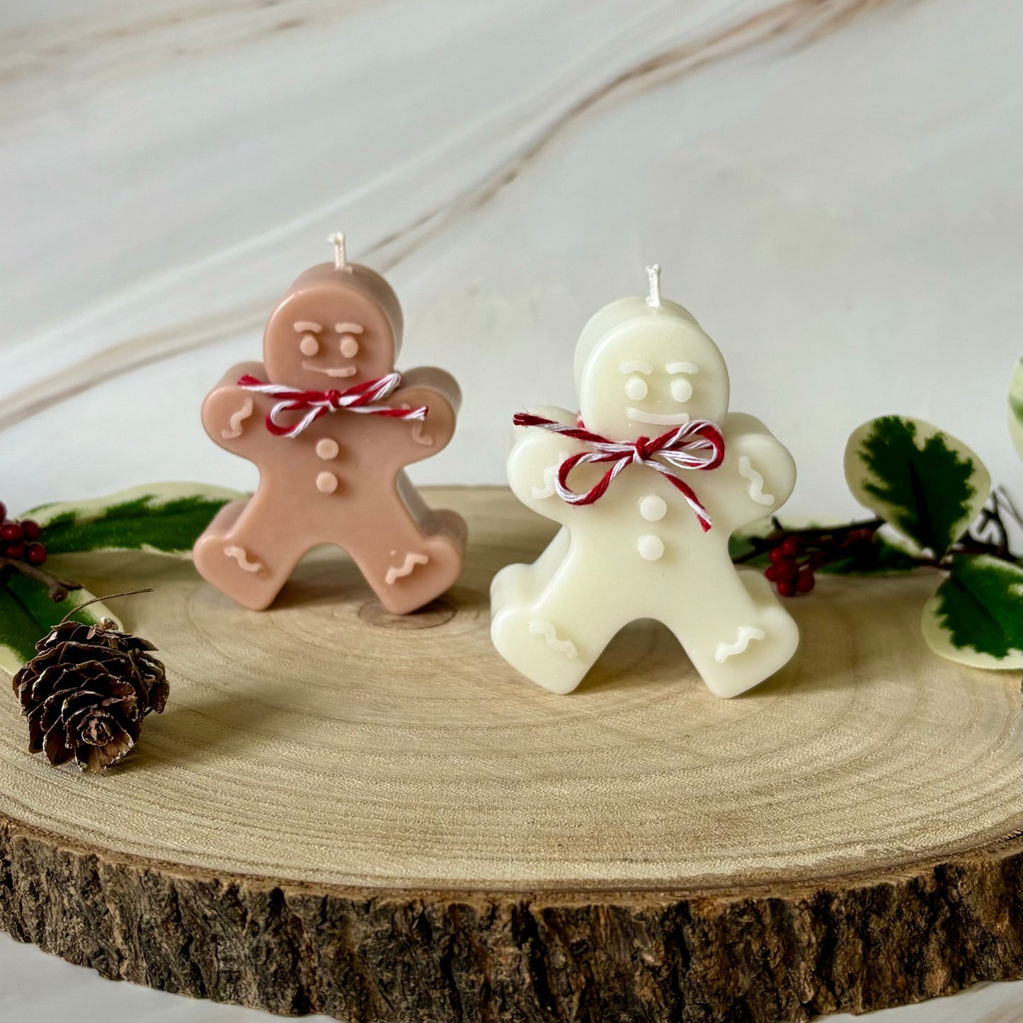 Handmade Gingerbread Candle with Bow