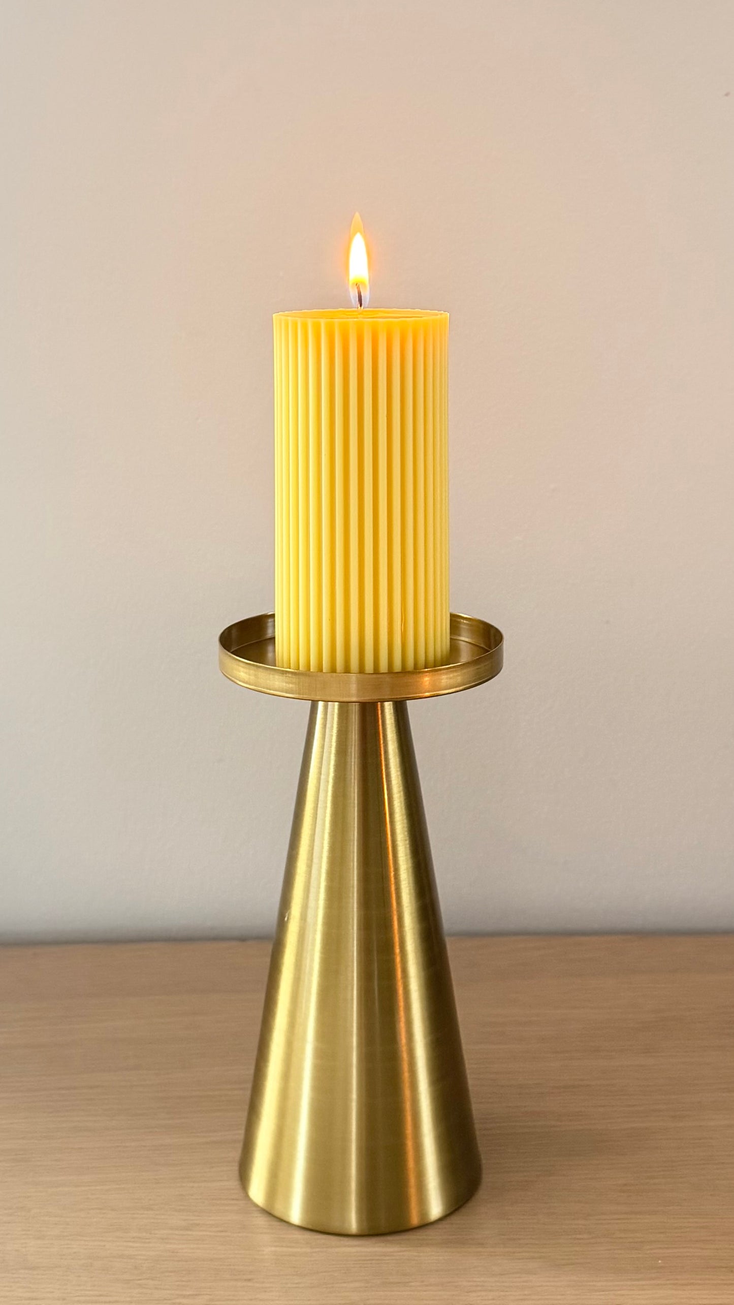 Scented Tall Ribbed Yellow Pillar Candles | Tall Scented Large Decorative Candle Set