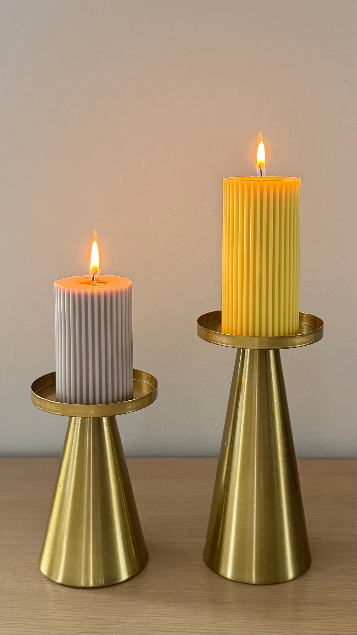 Scented Tall Ribbed Yellow Pillar Candles | Tall Scented Large Decorative Candle Set