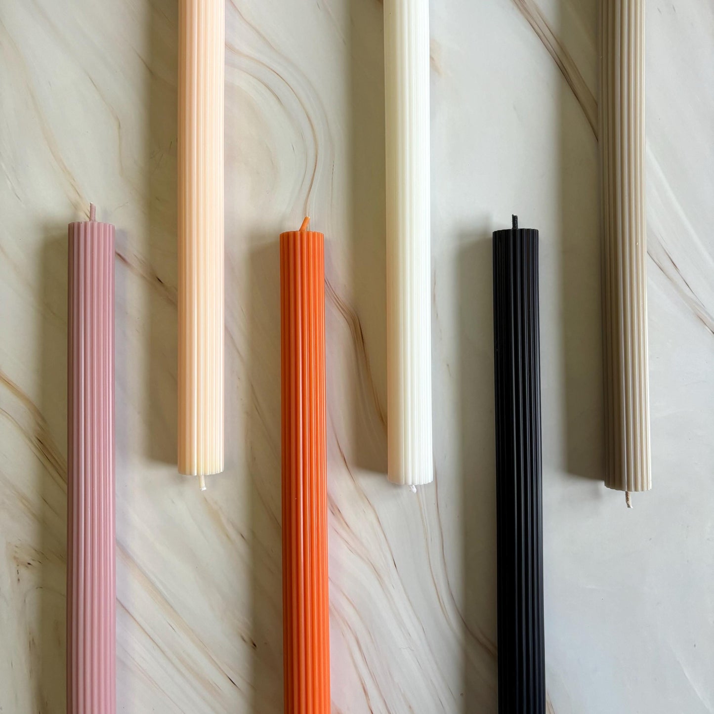 Pack of Two 25cm Ribbed Scented Dinner Candle Sticks