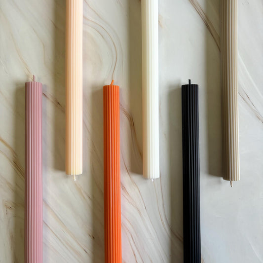 Pack of Two 25cm Ribbed Scented Dinner Candle Sticks