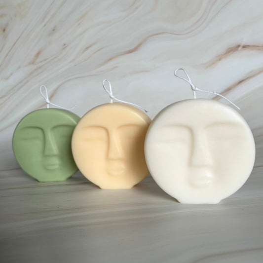 Minimalist Moon Face Pillar Candle