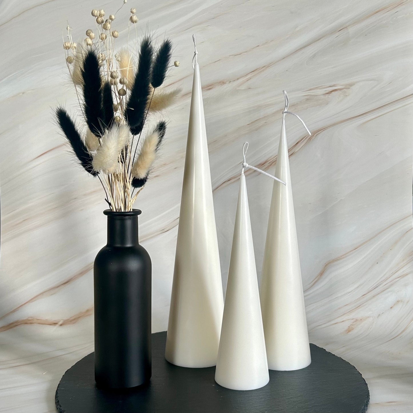 Tall Minimalist Cone Shaped Pillar Candles